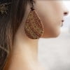 Handmade Leather Earrings 'TOSCA' (woven fabric and leather) 6