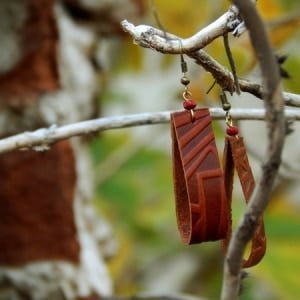 Handmade Leather Earrings 'GEMA' 1